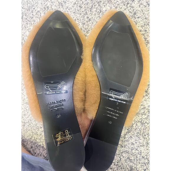 Jenni Kayne Shearling Mules Tan/Black Size 40 EU 9.5/10 NWOB Cozy Slip On Flats - Picture 5 of 8